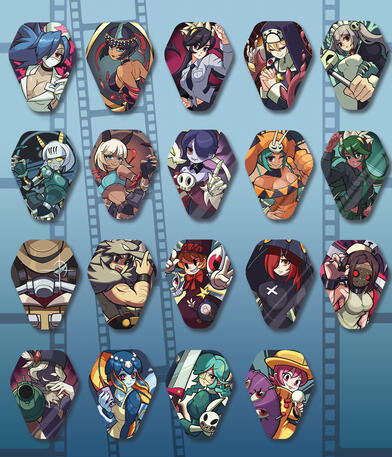 Skullgirls Coffin Button Illustrations